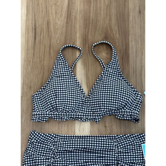 NWT Draper James Navy Blue Seersucker Triangle Bikini Swimsuit Size XL - Picture 6 of 10